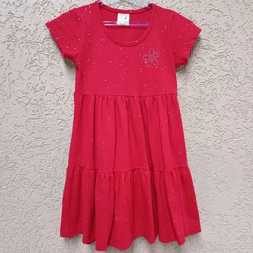 Vestido Infantil Vermelho Com Brilho Holográfico Tamanho 6 Usado