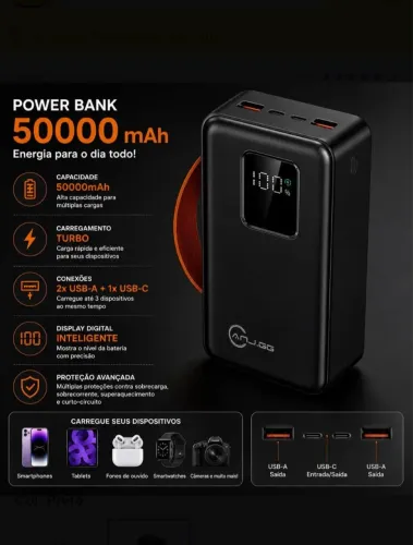Carregador portátil powerbank 50000