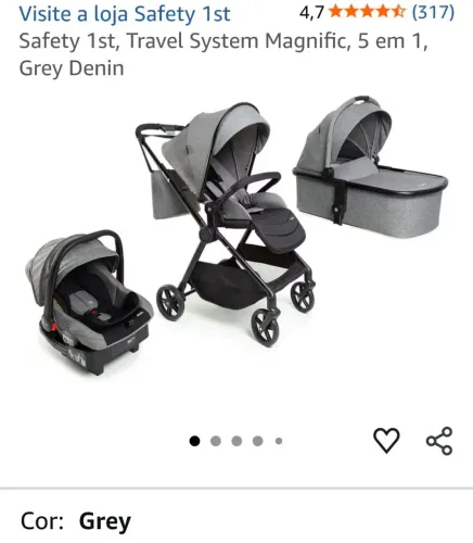 Carrinho safety 1st 5 em 1 com Moisés e Bebê conforto novo sem uso na caixa com NF