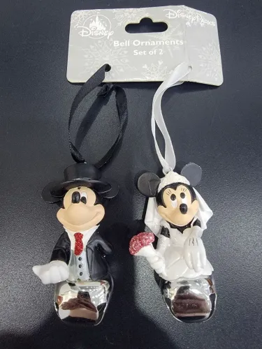 Disney Parks - Enfeites para árvore de Natal - Casamento Mickey e Minnie com sino
