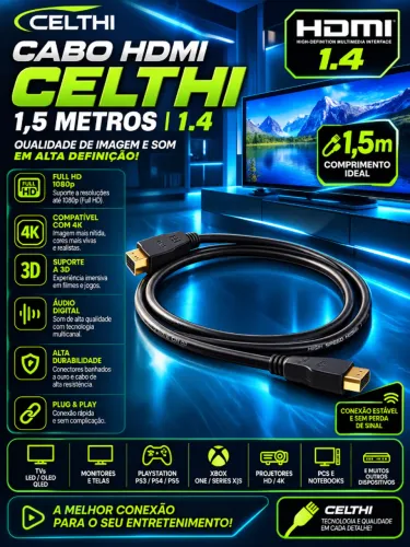 Cabo HDMI CELTHI 1,5 Metros 1.4
