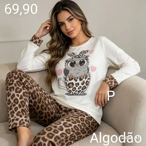 Pijamas de algodão adulto P
