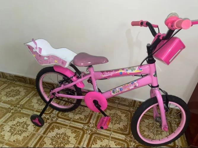 Bicicleta rosa menina aro 16 