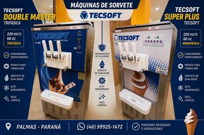 ? VENDO 2 MÁQUINAS DE SORVETE TECSOFT - PRONTAS PARA TRABALHAR