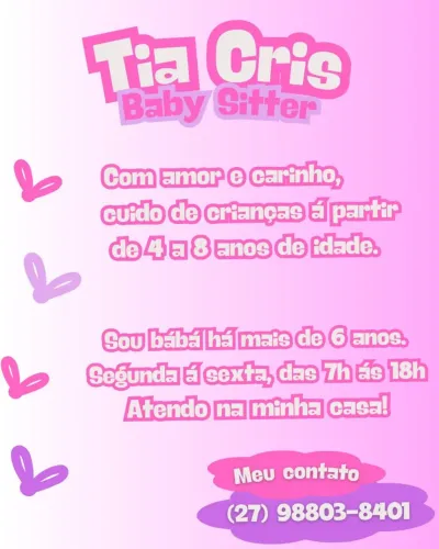 Babá para crianças de 4 a 8 anos - Vila Velha