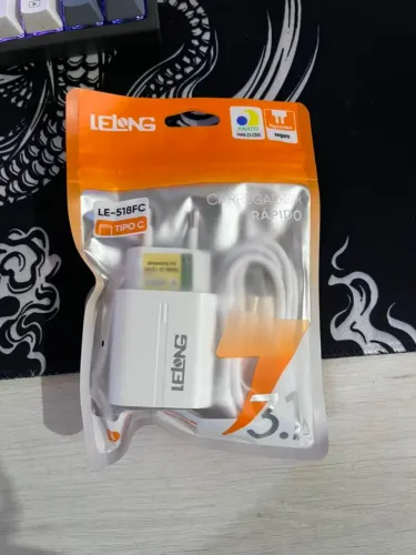 Carregador Rápido LeLong 3.1A Tipo C + Cabo USB - Novo