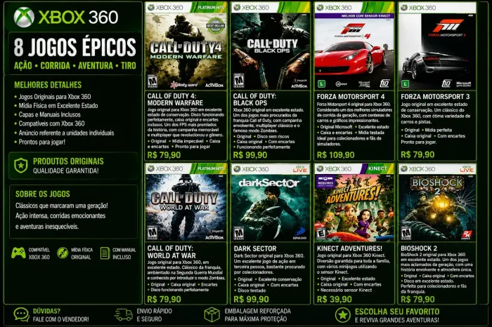 Jogos Originais Xbox 360 | Estado de Colecionador Seminovos - Call of Duty, Forza 4,e mais