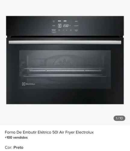 Forno de embutir elétrico 50l Air fryer Electrolux 