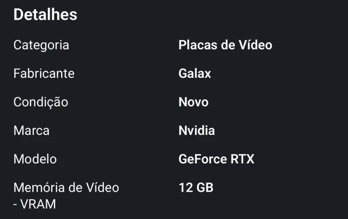 Placa de Vídeo RTX 3060