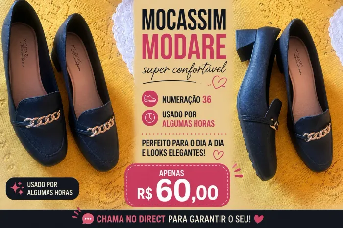Mocassim Modare Preto Nº 36 - Super Confortável  