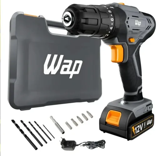 Furadeira e Parafusadeira de impacto Wap bpfi 12k4 carregador bivolt e maleta com acessori