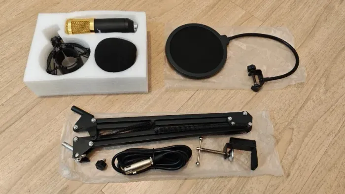 Microfone Condensador BM-800 Completo + Braço + Pop Filter