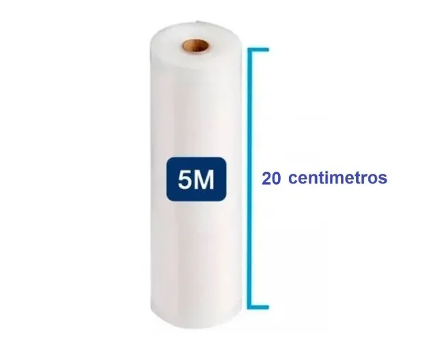 Embalagem à vácuo 20 cm x 5 m com ranhuras - Rolo de 5 metros