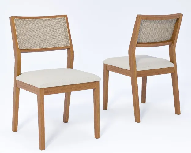 CADEIRAS EM MADEIRA MACIÇA TAUARI TECIDO LINHO ENCOSTO TELA !! 8P34R