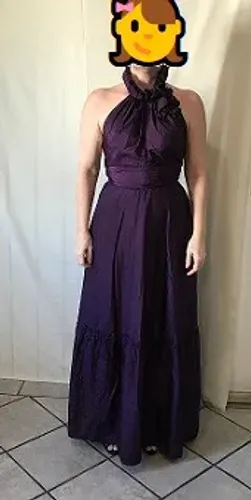 Vestido festa longo em tafetá roxo - Tam P