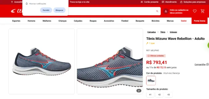 Tênis de Corrida Unissex Mizuno Wave Rebellion menos da metade do preço