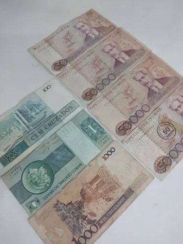 Notas  antigas de Cruzeiro e Cruzado! Coleção incrível!