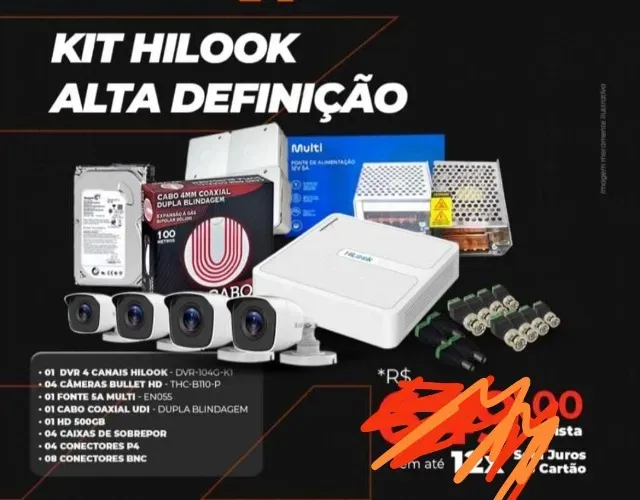 Câmera de segurança, alarme residencial, motor de portão