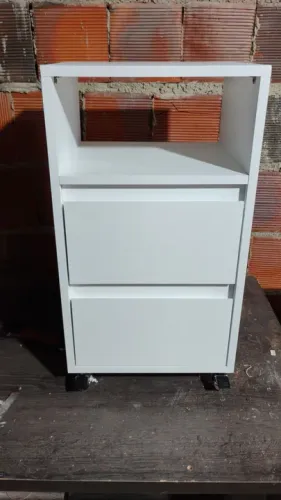 Mesa Lateral Branca com 2 Gavetas