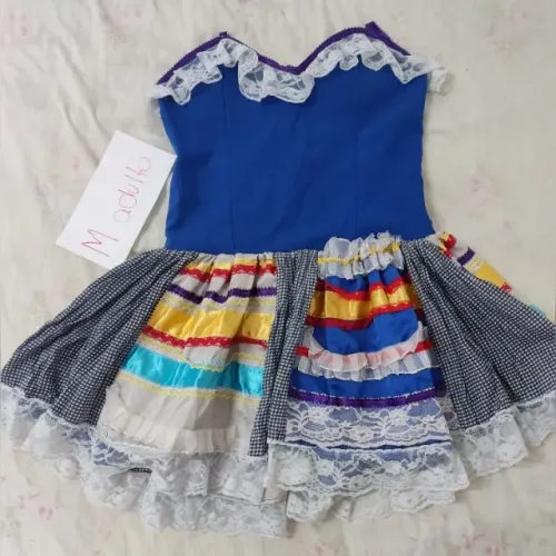 vestido junino azul adulto M