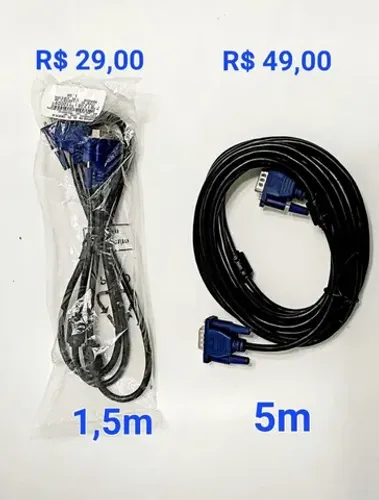 Cabo Vga Para Computador Pc Monitor Blindado
