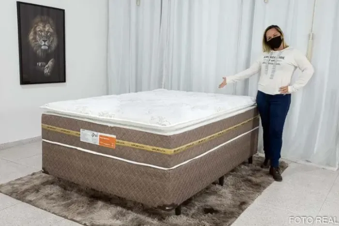 Base + Colchão Casal Coimbra Molas Ensacadas Frete Grátis Parcelamos Em Até 12X S/Juros