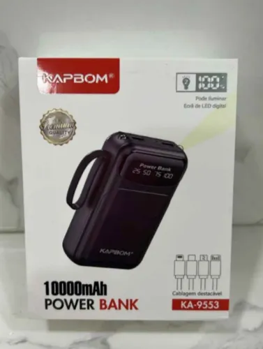 Carregador Portátil 10000mAh Ecrã De Led Digital Quatro Cabos De Saída
