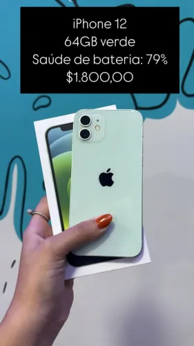 iPhone 12 / 64GB / Azul / Saúde de bateria 79% / R$ 1.800,00