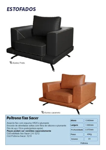 Poltrona fixa Sacer no kORINO- R$1493,00 