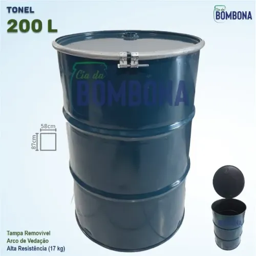 Tonel Metálico 200 litros - Tampa Grande (Tambores/Toneis/Bombona)