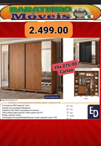 Guarda roupa casal 4 portas super espaçoso