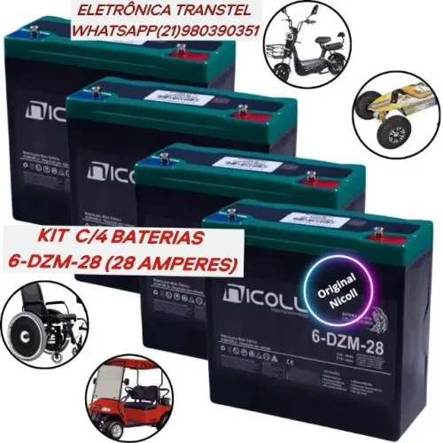  Bateria Ciclo Profundo 12v 28ah 6-dzm-28 Bike Elétrica Moto Original Garantia - Nicoll
