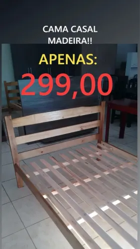 Cama casal de madeira