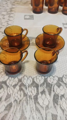 RARIDADE DURALEX Jogo de xícaras de cafe âmbar vintage