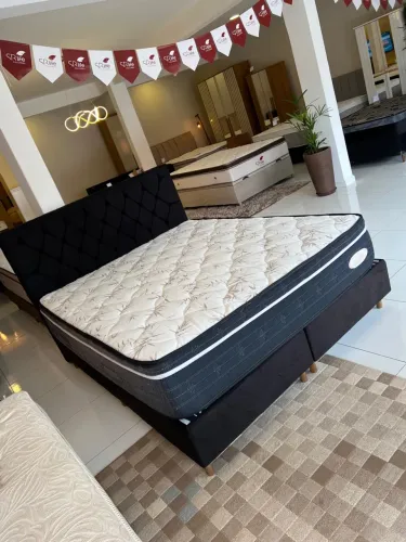 Cama Queen Size Maxflex Látex seminovo Base Box +Colchão+ cabeceira - ENTREGAMOS