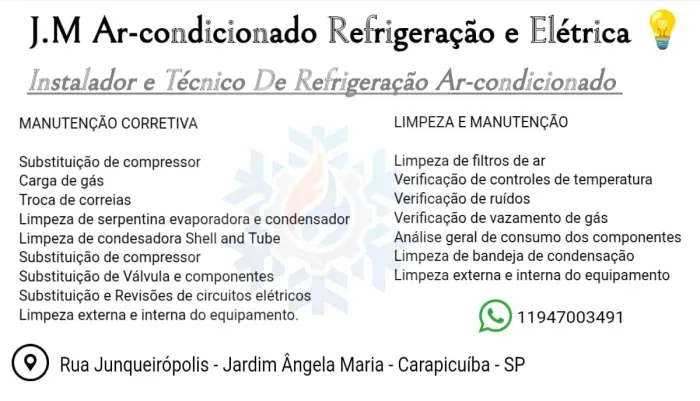 Ar-condicionado- Manutenção- Instalação- Refrigeração e Elétrica ?
