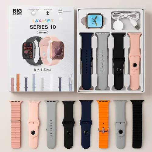 Smartwatch Laxasfit Series 10 com 8 pulseiras 