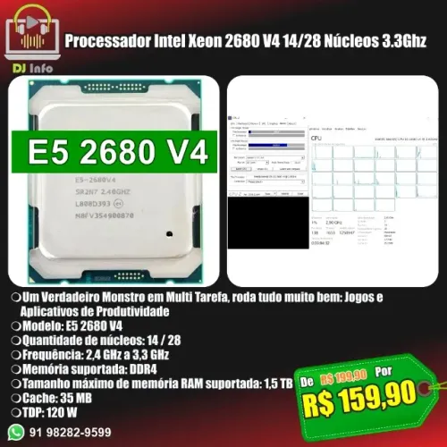 Processador Intel Xeon 2680 V4 14/28 Núcleos 3.3Ghz