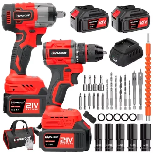 Kit 2 Chave de impacto e Furadeira impacto Brushless 21v Profissional 2 Baterias