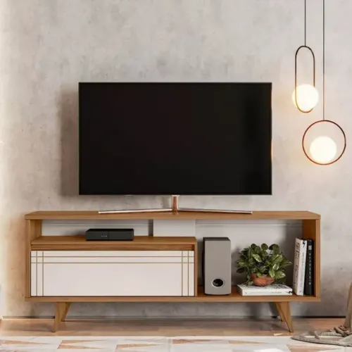 Rack Bancada NT 1315 Freijó/Off White Frete Grátis - Até 12x S/ Juros