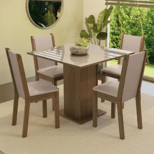 Mesa Tampo de Vidro com 4 Cadeiras inclusas + Frete Grátis + montagem inclusa