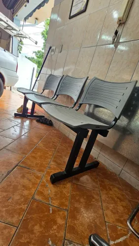 Cadeira escritório recepção longarina 3 lugares