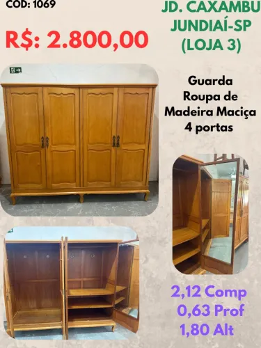 Guarda roupa de madeira - 4 portas