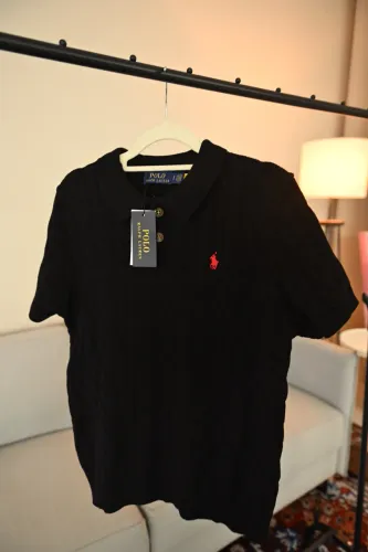 Polo de Tricô Ralph Lauren Preta Cable-Knit - Tam P (Nova c/ Etiqueta)