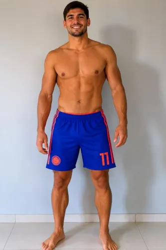 Short Seleção Colômbia Jogo Futebol Azul Adidas