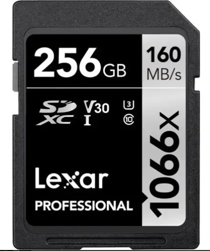 Cartão SDXC Lexar Profissional 1066x 256gb V30 160mb/s Classe 10