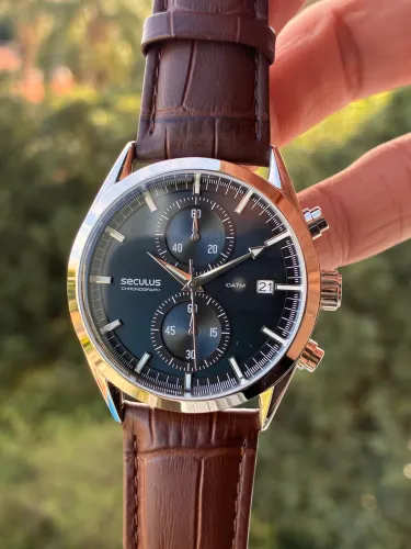 Relógio Seculus cronógrafo azul quartz