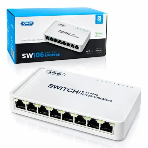 Switch 8 Portas Gigabit Knup KP-SW106 10/100/1000Mbps RJ45 Bivolt pode retirar no local Pa