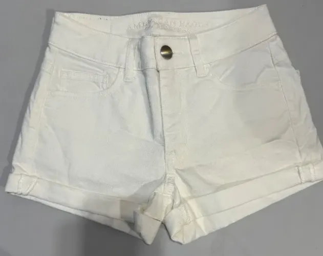 Short Jeans American Eagle Feminina Tamanho 34 Cor Branco Cintura Alta Algodão