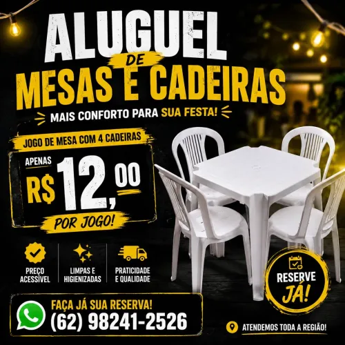 Aluguel de mesas é cadeiras